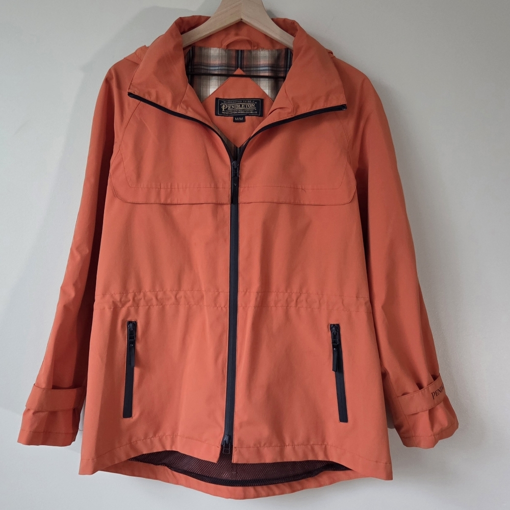 Pendleton Paradise Mini Ripstop Orange Anorak Jacket Packable Hood Womens Med. - Picture 2 of 14